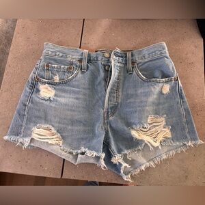 Levi's Light Blue Ripped Jean Shorts